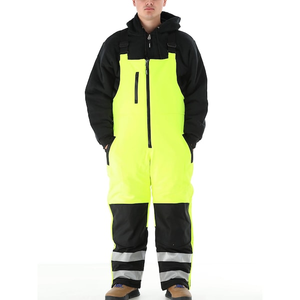 Refrigiwear Hi-Vis Insulated Overall, Polyester, Black/Lime, 5XL - 0497RBLM5XLL2