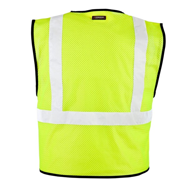 Kishigo Hi-Vis Vest, Hook-Loop, Class 2, Lime, L-XL - 1571-L-XL