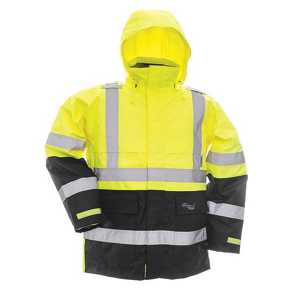 Viking Hi-Viz Safety Jacket, Polyester, Polyurethane, Class 3 Type R, Black/Yellow, XL - D6335JG-XL