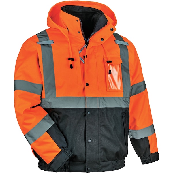 Ergodyne 3-in-1 Bomber Jacket, 300D Oxford Polyester, Class 3 Type R, Hi-Viz Orange, S - 8381