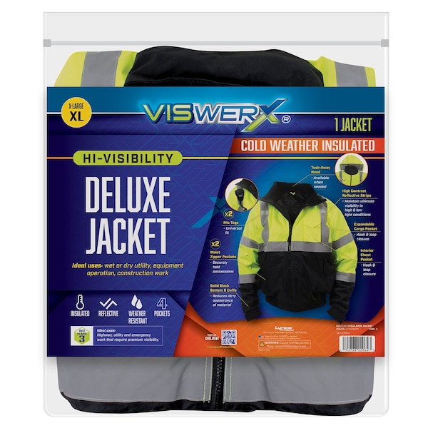 Viswerx Hi-Vis Deluxe Cold Weather Jacket - ANSI CL2 XL - 127-22064