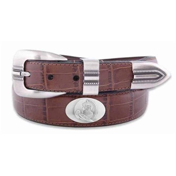 Zeppelinproducts ZeppelinProducts FSU-BOLPTCRC-TAN-36 FSU Concho Croc Tan Leather Belt; 36 Waist - FSU-BOLPTCRC-TAN-36