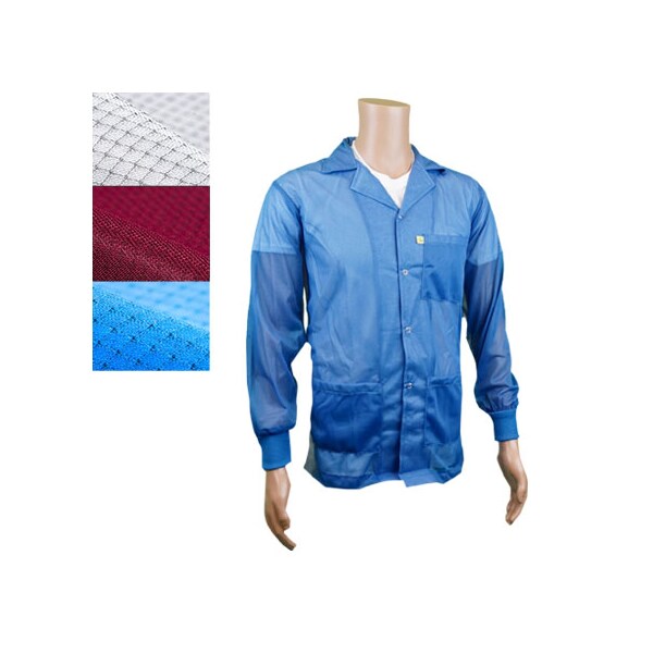 Transforming Technologies ESD Jacket, Lapel Collar, Knit Cuff, Color: Burgundy, 3X-Large - JKC8807BG