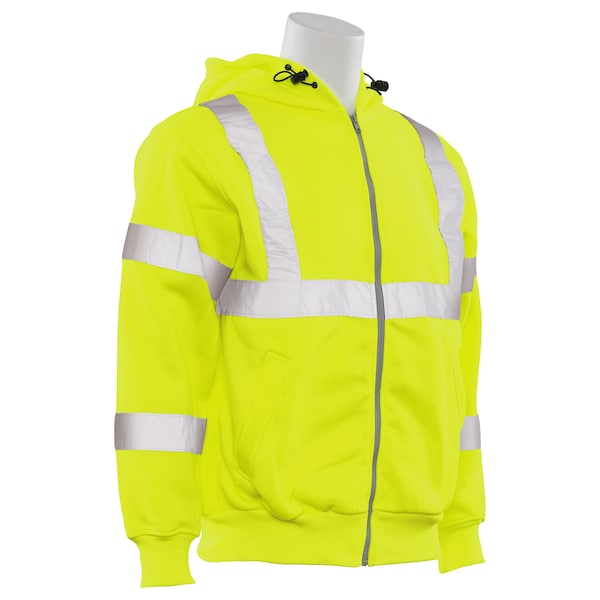 Deltaplus Sweatshirt, Hooded, Zipper, Hi-Viz, Lime, 4XL - 61530