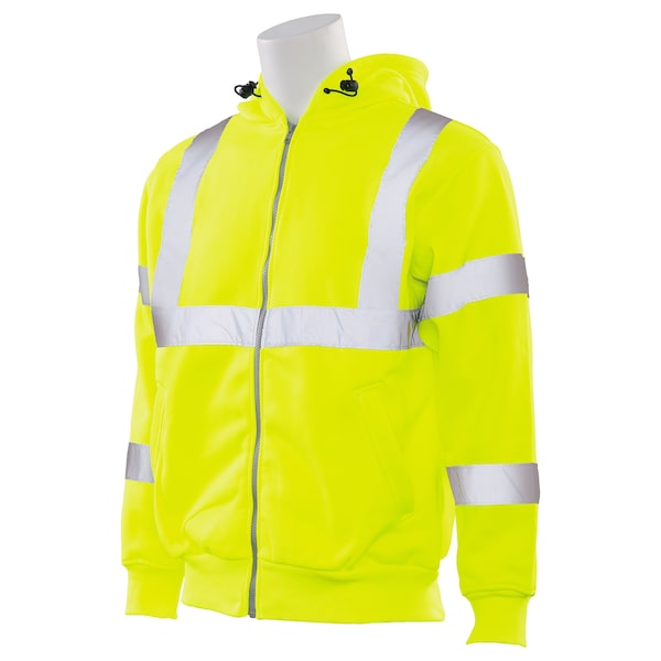 Deltaplus Sweatshirt, Hooded, Zipper, Hi-Viz, Lime, 4XL - 61530