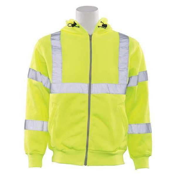 Deltaplus Sweatshirt, Hooded, Zipper, Hi-Viz, Lime, 4XL - 61530
