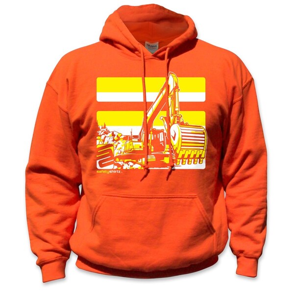 Safetyshirtz Excavator High Visibility Hoodie, Orange, 2XL - 39010103XXL