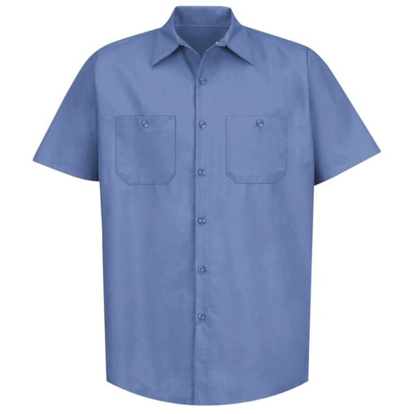 Red Kap Men's Short Sleeve Poplin Work Shirt, Cotton/Polyester, Buttons Closure, 2 Pocket(s), Petrol Blue - SP24MB SS XXL