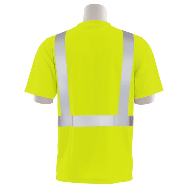 Deltaplus Unisex Hi-Vis Short-Sleeve Shirt w/ Black Bottom, Polyester Birdseye Knit Mesh, Hi Viz Lime & Black - 62401