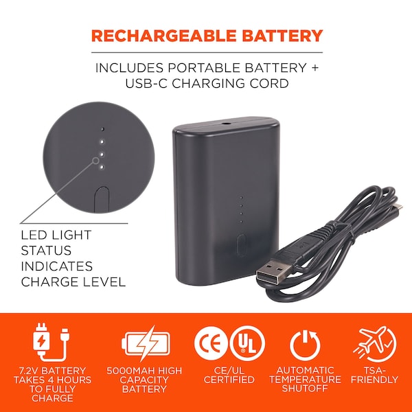 Ergodyne Portable Battery Power Bank, Black - 6495B