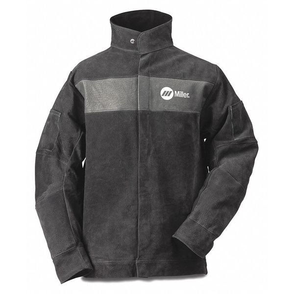 Miller Electric Welding Jacket, S, 2 oz Pigskin, Snaps Closure - 273212