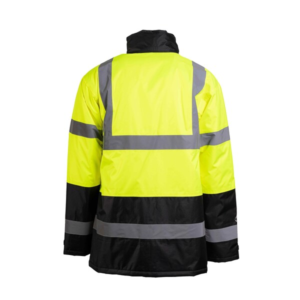 Game Workwear HI-Vis Parka Jacket, 100% Polyester 300 Denier Oxford PU Heavy Duty Fabric, Hi Vis Lime, XL - 1865E