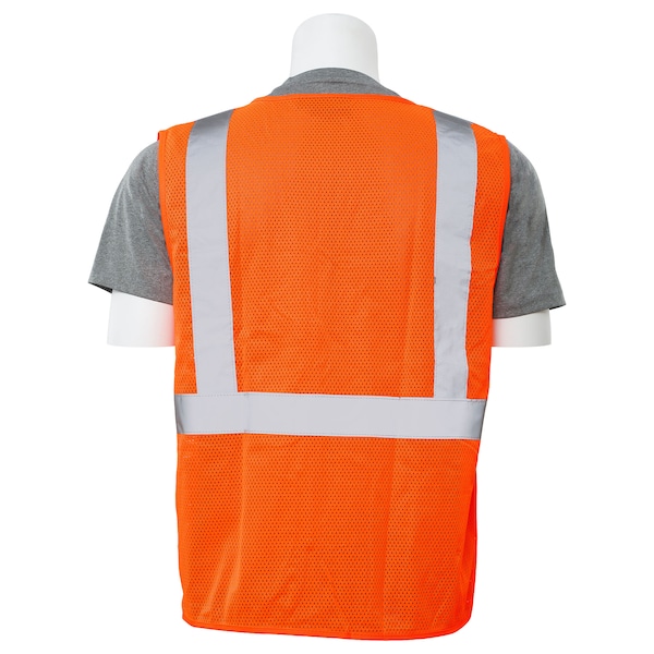 Deltaplus Safety Vest, Economy, Pockets, Mesh, Class 2, S363P, Hi-Viz Orange, XL - 61660
