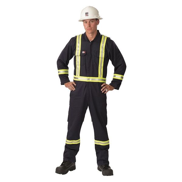 Big Bill Coverall, 8.7 cal/sq cm ATPV, 2X-Large, 32 in Inseam, Cotton/Nylon, Snap, Zipper - 1155US7-2XLT-NAY
