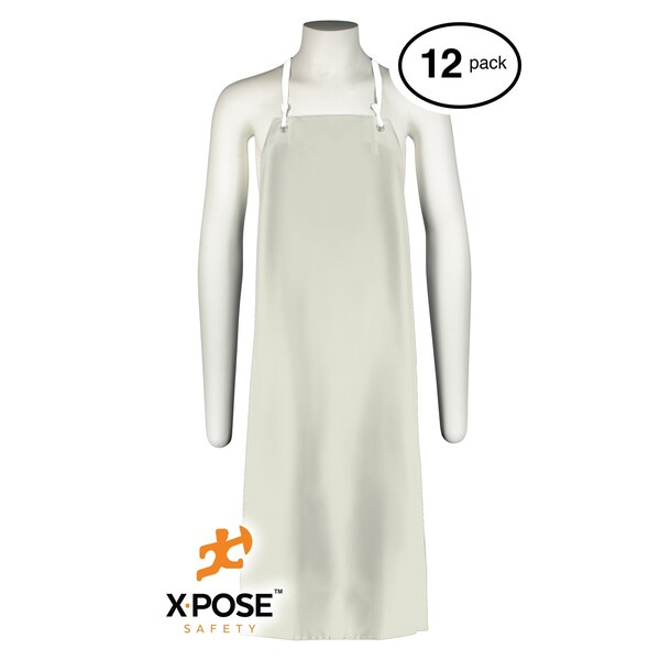 Xpose Safety White Heavy Duty Vinyl Waterproof Apron, 12PK - AG150-12-S