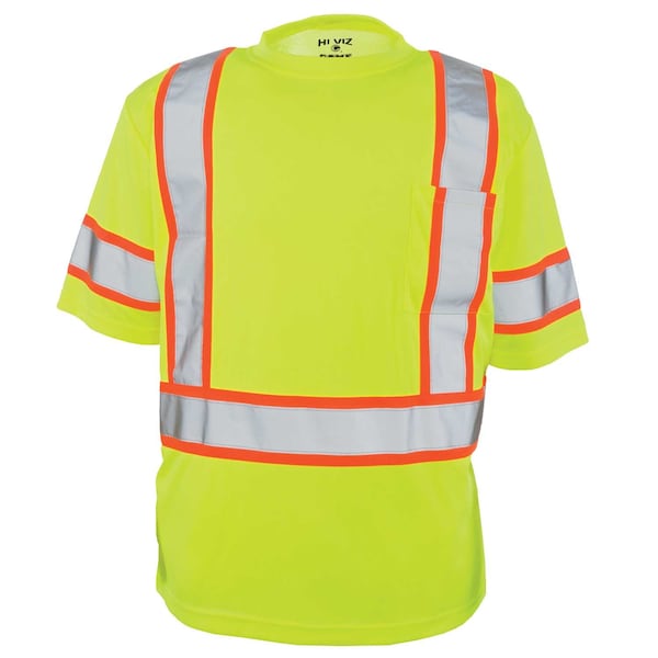 Game Workwear Two-Tone ANSI Class 3 Hi-Vis Tee, Yellow, Size Large - 275R