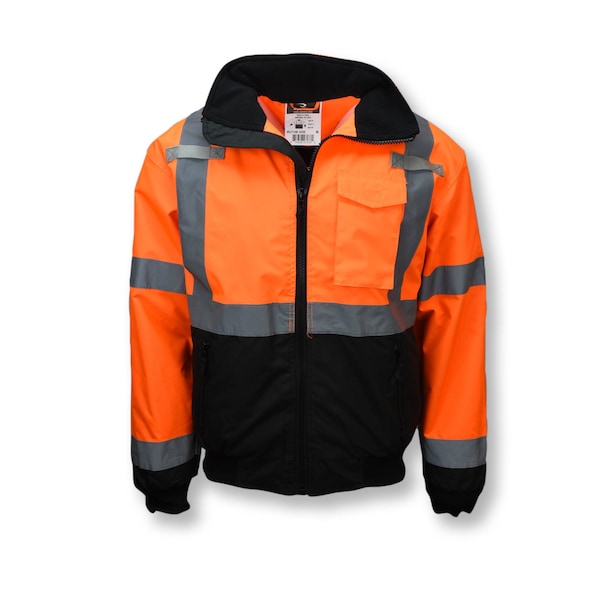 Radians Hi-Vis 2-in-1 Bomber Jacket, 100% Polyester Oxford, 300D, DWR Coated, Hi-Vis Orange / Black, L - SJ110B-3ZOS-L