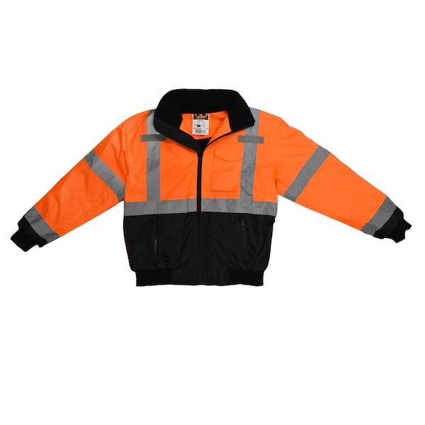 Radians Hi-Vis 2-in-1 Bomber Jacket, 100% Polyester Oxford, 300D, DWR Coated, Hi-Vis Orange / Black, L - SJ110B-3ZOS-L