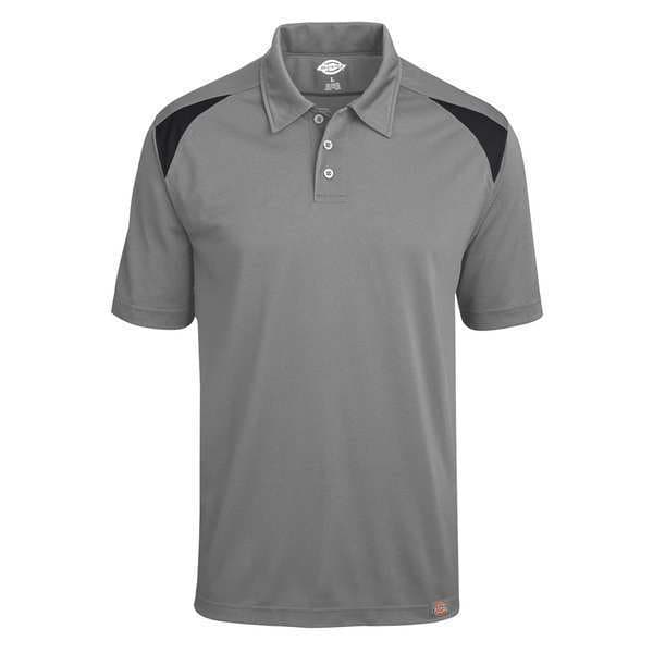Dickies Men's Short Sleeve Polo, Polyester, Pullover Closure, Black/Gray - LS66SB RG XL