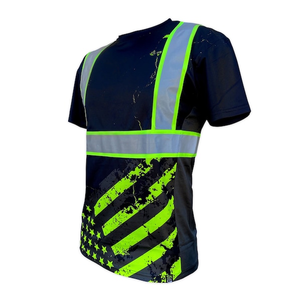 Safetyshirtz SS360 Stealth American Grit Enhanced Visibility T-Shirt, Black, M - 65120501M