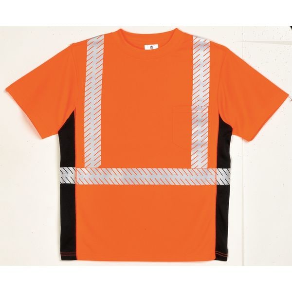 Kishigo Unisex Short Sleeve Hi-Vis Black Sided T-Shirt, Polyester, Orange - 9115-L