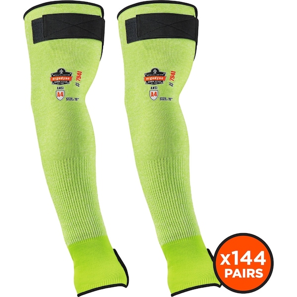Ergodyne 18" Lime Cut-Resistant Protective Arm Sleeve Pair, PK144 - 7941CAPR18