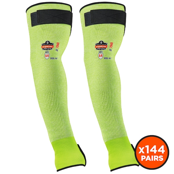 Ergodyne 18" Lime Cut-Resistant Protective Arm Sleeve Pair, PK144 - 7941CAPR18