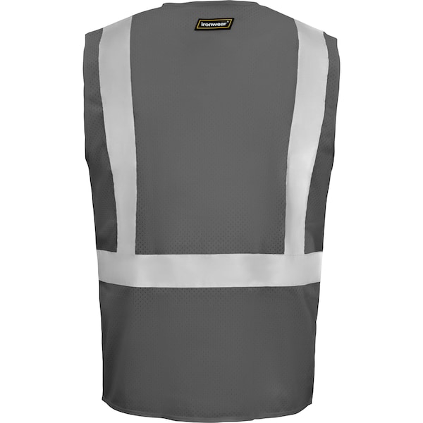Ironwear Hi-Vis Safety Vest L , Zipper 5 Pockets - 1284-GRZ-RD-LG