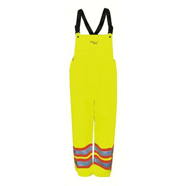 Viking Hi-Visibility Rain Bib Pants, Polyester, 32 1/2 in Inseam, 39 in Waist, Green/Yellow, XL - 6410PG-XL