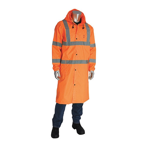 Pip Hi-Visibility Rain Coat, Org, 3XL, Polyester, Hi-Vis Orange, 3XL - 353-1048-OR/3X