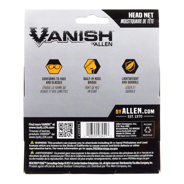 Vanish Visa Form 3/4 Camo Head Net By Allen, Mossy Oak Break-Up Country - 25370