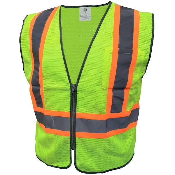 Ge Hi-Vis Safety Vest L Class 2 , Zipper 2 Pockets - GV078GL