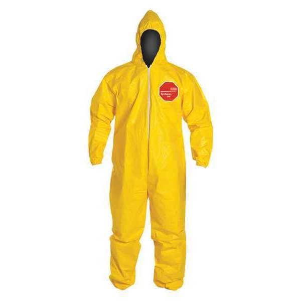 Dupont Chemical Resistant Coverall, Hooded, XL, Tychem(R) 2000, Zipper, Elastic Cuff, Elastic Ankle, 12 PK - QC127SYLXL0012NF