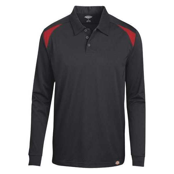 Dickies Men's Long Sleeve Shirt, Polyester, Pullover Closure, Black/Red - LL66ER RG L