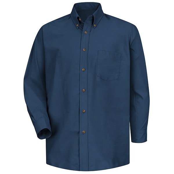 Red Kap Men's Mns Ls Button Down Poplin Shirt-Nv, 2XL, Cotton/Polyester, Buttons Closure, 1 Pocket(s), Navy - SP90NV XXL345