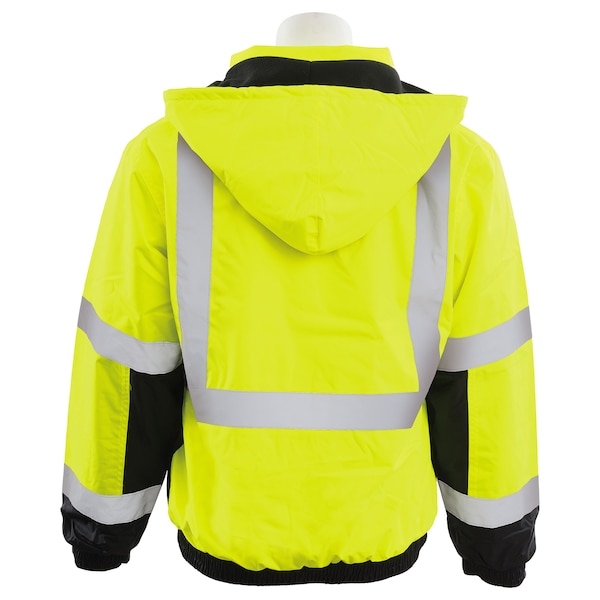 Deltaplus Hi-Vis Bomber Jacket, 100% Polyester 300D Oxford with PU Coating, 100% Black Polyester Fleece Liner - 61596