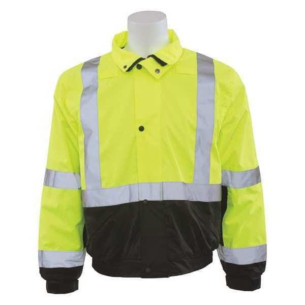 Deltaplus Hi-Vis Bomber Jacket, 100% Polyester 300D Oxford with PU Coating, 100% Black Polyester Fleece Liner - 61596