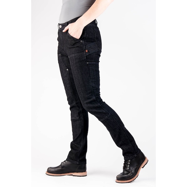 Dovetail Workwear Women's Work Pant, 8, Heathered Black Denim, 91% cotton / 6% poly / 3% spandex - DWF18P1D-001-8X32