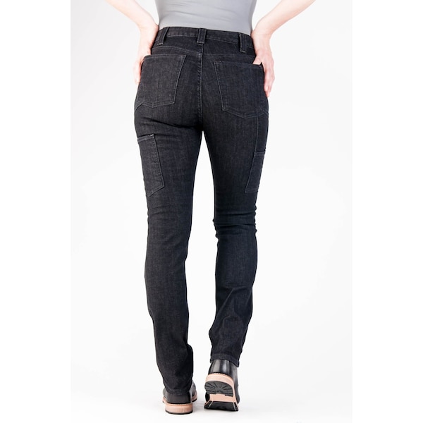 Dovetail Workwear Women's Work Pant, 8, Heathered Black Denim, 91% cotton / 6% poly / 3% spandex - DWF18P1D-001-8X32