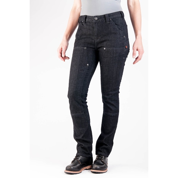 Dovetail Workwear Women's Work Pant, 8, Heathered Black Denim, 91% cotton / 6% poly / 3% spandex - DWF18P1D-001-8X32