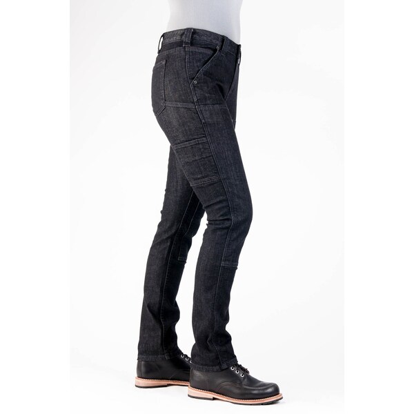 Dovetail Workwear Women's Work Pant, 8, Heathered Black Denim, 91% cotton / 6% poly / 3% spandex - DWF18P1D-001-8X32