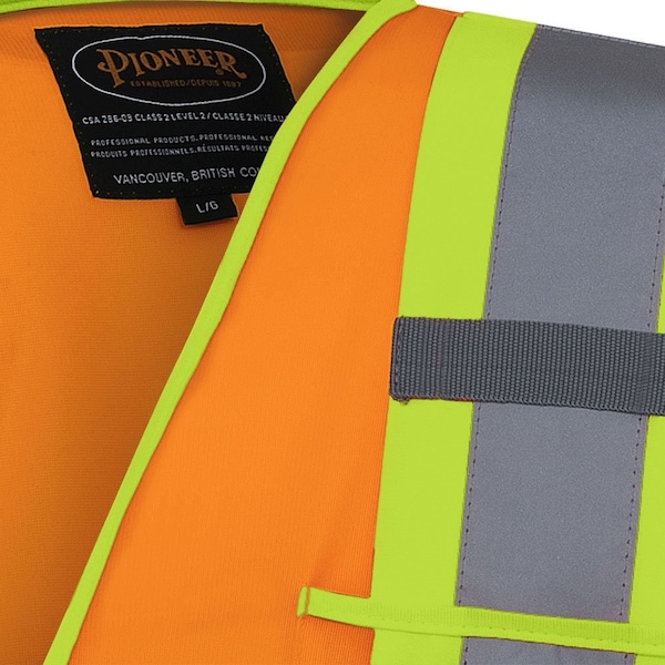 Pioneer Sleeved Vest, Polyester, Hi-Vis Orange, 2XL - V1023550U-2XL