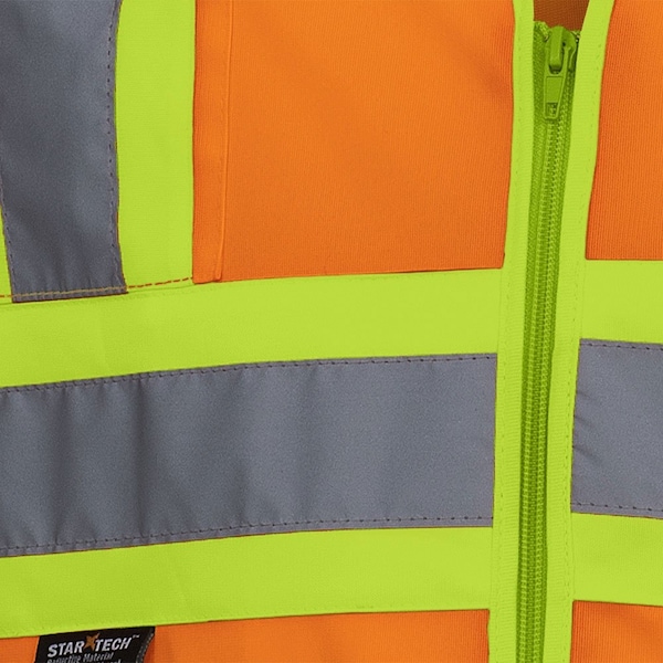 Pioneer Sleeved Vest, Polyester, Hi-Vis Orange, 2XL - V1023550U-2XL