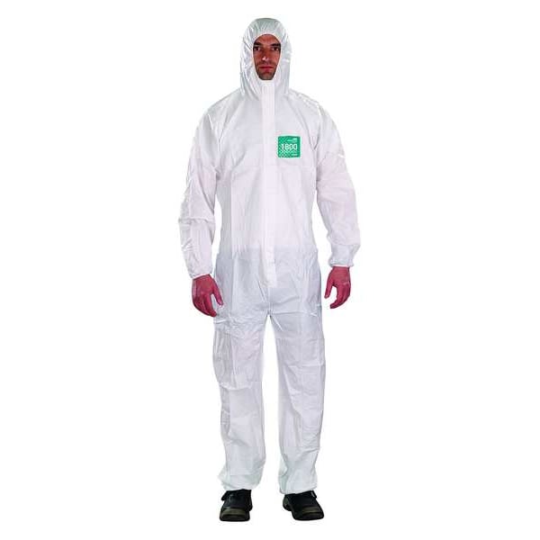 Ansell Disposable Coverall, Hooded, XL, Microporous Film Laminate, Zipper, Elastic Cuff, Elastic Ankle - WH18-B-92-111-05