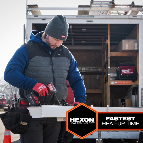 Milwaukee Tool Axis Heated Vest, Polyester, 2 to 8 hours Heating Time, 3 Heat Settings, Black, M - M300B-21M