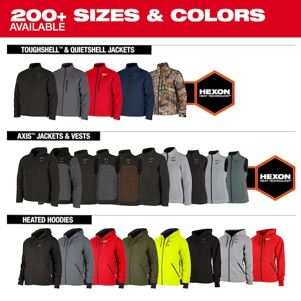 Milwaukee Tool Axis Heated Vest, Polyester, 2 to 8 hours Heating Time, 3 Heat Settings, Black, M - M300B-21M