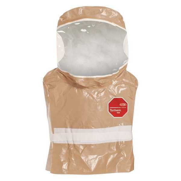 Dupont Hood. Standard Visor, 1 Layer 20 mil PVC. Extends Over Chest. Hook, Loop Waist Closure. Tan. UNI - C3651TTN00000600