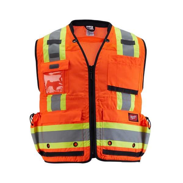 Milwaukee Tool Class 2 Surveyor's High Visibility Orange Safety Vest - Large/X-Large - 48-73-5166