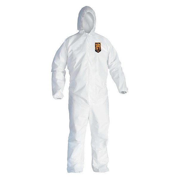 Kleenguard Disposable Coveralls, Hooded, 2XL, KleenGuard(TM) A40, Zipper, Elastic Cuff, Elastic Ankle, 25 PK - 44325