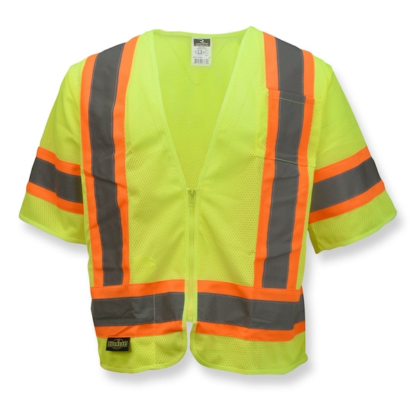 Radians Hi-Vis Economy Vest w/Two-Tone Trim M Class 3 , Zipper Closure 2 Pockets - SV22-3ZGM-M